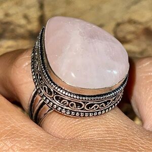 Pink Rose Quartz Ring Size 7 1/4